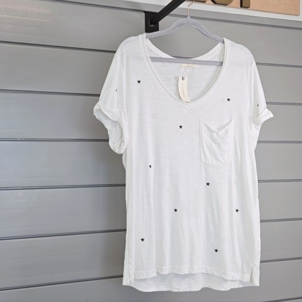 Anthropologie t.la Embroidered Stars Tee